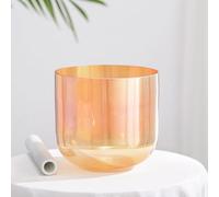 Cuenco tibetano de cristal de cuarzo de luz cósmica de 432 Hz for meditación y sanación sonora que equilibra los chakras. Incluye mazo de gamuza con junta tórica.(C note,6 inch)