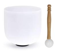 Cuenco tibetano de cristal de cuarzo esmerilado con chakra de corona de nota B de 6 pulgadas for meditación de yoga y baño de sonido, viene con mazo de goma y junta tórica(440Hz)