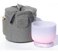 Cuenco tibetano de cristal de cuarzo esmerilado de 8 pulgadas con nota F for el chakra del corazón, con estuche de transporte, mazo de goma y junta tórica de tela.(440Hz)