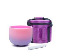 Cuenco tibetano de cristal de cuarzo esmerilado de 8 pulgadas, nota F, 432 Hz, color morado