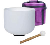 Cuenco tibetano de cristal de cuarzo esmerilado for chakra raíz, nota C, de 9 pulgadas, con mazo de gamuza con junta tórica y estuche de transporte, for meditación de yoga y baño de sonido.(440Hz)