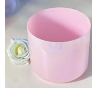 Cuenco tibetano de cristal de cuarzo rosa for baño de sonido, meditación y yoga, con estuche de transporte, mazo de gamuza y junta tórica.(432Hz,6inch F#4)