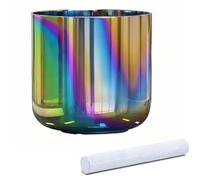 Cuenco tibetano de cristal de luz cósmica de colores con mazo de gamuza y junta tórica. Cuencos de sonido de alquimia for yoga, meditación y sanación sonora.(G note,432Hz)
