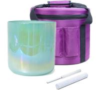 Cuenco tibetano de cristal de luz cósmica verde con estuche for equilibrar la energía y meditar.(432Hz,8.5inch C#3)