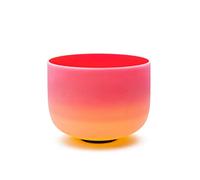 Cuenco tibetano de cristal esmerilado de cuarzo de color rojo y amarillo arcoíris de 432 HZ, 10 pulgadas para curación de sonido (8 pulgadas A)