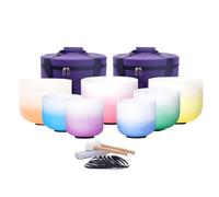 Cuenco Tibetano De Cristal Juego de cuencos tibetanos cristal esmerilado con gradiente Color nota, 6-12 pulgadas, 7 Uds., 432HZ, Estuche transporte(432hz Pur bag)