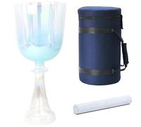 Cuenco tibetano de cristal portátil for meditación y baño de sonido, cuenco de cuarzo puro colorido con sonido de chakras, martillo de percusión y mochila de viaje.(440Hz,6inch E note)
