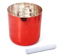 Cuenco tibetano de cristal rojo for meditación de yoga y baño de sonido. Cuenco de cuarzo for chakras con mazo de gamuza y junta tórica.(432Hz,6"E)