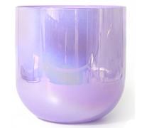 Cuenco tibetano de cristal transparente de 432 Hz, 7 pulgadas, nota A, for meditación y baño de sonido, cuenco con sonido de cuarzo chakra del tercer ojo de color púrpura con mazo de gamuza