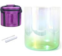 Cuenco tibetano de cristal transparente de Alchemy con estuche de transporte y mazos, cuenco de sonido de color verde for meditación de baño de sonido de equilibrio de chakras(440Hz,8 inch E Note)