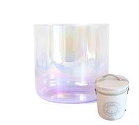 Cuenco tibetano de cristal transparente degradado - Cuenco de sonido de 432 Hz con estuches de transporte resistentes, regalo for yoga, meditación y curación de sonido (Color : Purple_6Inch A Note)