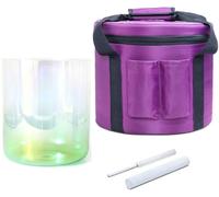 Cuenco tibetano de cristal verde transparente con estuche de transporte, mazo de gamuza, percutor de cristal y junta tórica for equilibrar los chakras y la meditación de sanación sonora.(440Hz,6.5inch