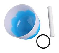 Cuenco Tibetano de Cuarzo, Cuenco Tibetano de Cristal, Regalo Resistente a la Corrosión, Instrumento de Terapia de Sonido, Patrón de Flores de Color con Palo para Oración (Una