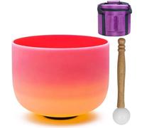 Cuenco tibetano de cuarzo esmerilado de 8 pulgadas con nota D for chakra sacro, ideal for meditación de yoga y baño de sonido, con mazo de goma y junta tórica.(440Hz,Bowl+Case)