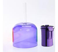 Cuenco Tibetano De Cuarzo Transparente Con Mango De Color De 6 Pulgadas, For Aliviar El Estrés, Terapia De Sonido Budista, Con Mazo Y Bolsa De Viaje.(D4 tone,440hz)