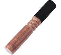 Cuenco tibetano de madera con cabeza de cuero, suministros budistas para relajación, yoga, curación, atención plena (mazo negro)