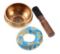 Cuenco Tibetano de Meditación 1 Juego Multifunción Decorativo | Cobre, Madera y Tela, para Mesa y Oración, Apoyo Mindfulness, Estilo Budista Color Aleatorio