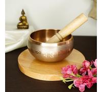Cuenco tibetano de meditación 100 % puro hecho a mano (5 pulgadas) | Juego de cuenco de sonido auténtico para sonido OM profundo | Los cuencos curativos de sonido tibetano son perfectos regalos