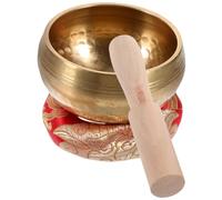 Cuenco Tibetano de Meditación de Cobre Dorado, Portátil y Simple | Meditar y Viajar, Tonos Profundos, Ligero, Mazo de Madera y Cojín de Tela Color Aleatorio