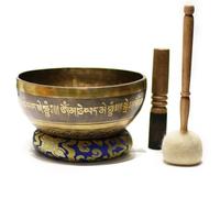 Cuenco tibetano de Nepal for meditación y yoga, adorno bronce for terapia sonido(24cm)