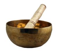 Cuenco tibetano de oración, cuencos de oración, Rin Gong/Suzu Gongs - batidor envuelto en piel (600 gramos, 13 cm)