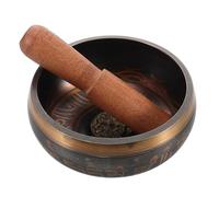 Cuenco Tibetano de Yoga 1 Juego con Mazo de Madera 11, 5 Cm | Diseño Tradicional con Cultura Budista, Cobre y Madera, para Decoración en Hogar y Templo