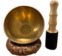 Cuenco tibetano hecho a mano con forma de chakra de estrella del alma, cuenco de sonido de meditación para curación, yoga y oración, cuenco tibetano con cojín y palo