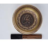 Cuenco tibetano hecho a mano con impresionante Buda tallado en relieve, cuenco tibetano para meditación, sonido, paz y amor, aproximadamente 15 cm/6 pulgadas en Daimeter