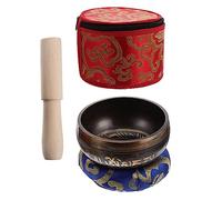 Cuenco Tibetano Hecho a Mano para Meditación, Juego 1 Set con Mazo | Caja de Madera, Cojín de Tela, Tonos Profundos, Piezas Incluidas para Uso Ritual y Sonido de Sanación Color Aleatorio