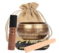 Cuenco Tibetano, Juego De Cuencos Tibetanos, Cuenco de Meditación, Set Tibetano para Meditación, con Cojín, Mazo de Madera, Hecho a Mano en Nepal, para Meditación, Yoga y Curación De Chakras, 10.5 CM