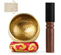 Cuenco tibetano, juego de cuencos tibetanos de Nepal martillados a mano, de latón, para meditación y yoga, con cojín y mazo, sanación del sonido y alivio del estrés, juego de cuenco tibetano para