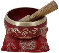 Cuenco tibetano para meditación con cojín gratis y maja - cuenco rojo de 10 cm