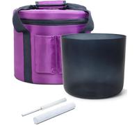 Cuenco tibetano texturizado negro translúcido con estuche de transporte, mazo de gamuza, percutor de cristal y junta tórica for sanación con sonido y meditación de liberación de presión.(432Hz,5.5inch
