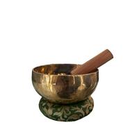 Cuenco tibetano tibetano para meditación con cojín y mazo, 7 chakras, chakra del plexo solar (Manipura)