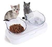 Cuenco transparente ajustable para gatos Diseño sin derrames Cuenco doble para gatos Gatito Alimentador multiusos para gatos Cuenco para gatos de material plástico Cuenco transparente para comida par