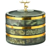 Cuenco transparente para caramelos con mango de ciervo, bandeja apilable de frutas secas de PET y cuenco de nueces, moderno recipiente sellado para organizar la mesa del hogar (H)