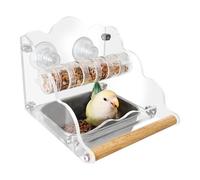 Cuenco universal para pájaros para jaula, comedero para loros para jaulas de pájaros, cuenco ajustable para loros, diseño de caja de alimentación giratoria transparente que estimula la curiosidad y la