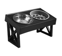 Cuencos altos para perros - Puerta del cuenco, estación de alimentación con 2 cuencos de agua de acero inoxidable, comida elevada para perros pequeños de gran tamaño, catering para animales d