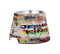 Cuencos antideslizantes de acero inoxidable para perros con bandera de Jesús es el Rey, cuencos de comida para amar a las mascotas, comer lentamente