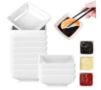 Cuencos Aperitivos, 16 Unidades Cuencos Para Salsa, Vajillas de Porcelana, Cuencos Cuadrados para Salsa de Soja, para Aperitivos, Sushi, Salsas de Soja, Especias y Postre, Blanco, 7.3 cm