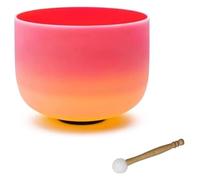 Cuencos Cantores de Cristal, 10 inch Navel Chakra Red-Yellow Gradient Frosted for Yoga Meditation, Rainbow D Note Crystal Sound Bowl(Bowl)