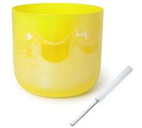 Cuencos Cantores de Cristal, 432Hz,Yellow Cosmic Light Sound Bowl for Yoga Meditation, with Free Acrylic Striker & O-ring, Colored Quartz Chakra Bowl(8 inch D Note)