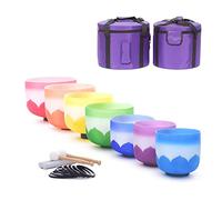 Cuencos Cantores de Cristal, 440Hz/432Hz Set Of 7 Pcs 6-12" Lotus Frosted Chakra Quartz with Heavy Duty Carrying Caseson(432Hz)