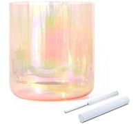 Cuencos cantores de cristal de colores Alchemy con mazo de gamuza acrílico y junta tórica de goma. Cuencos de sonido de chakras transparentes for sanación sonora y meditación.(ORANGE,6.25" E4)