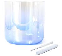 Cuencos cantores de cristal de colores Alchemy con mazo de gamuza acrílico y junta tórica de goma. Cuencos de sonido de chakras transparentes for sanación sonora y meditación.(INDIGO,8.5" D3)