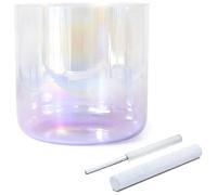 Cuencos cantores de cristal de colores Alchemy con mazo de gamuza acrílico y junta tórica de goma. Cuencos de sonido de chakras transparentes for sanación sonora y meditación.(PURPLE,8.5" D#3)