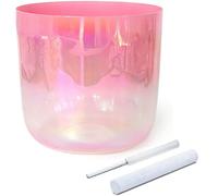 Cuencos cantores de cristal de colores Alchemy con mazo de gamuza acrílico y junta tórica de goma. Cuencos de sonido de chakras transparentes for sanación sonora y meditación.(PINK,7" B3)