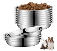 Cuencos de Acero Inoxidable para Gatos 12 pcs Cuencos de Acero Inoxidable Redondos de 6x1 Pulgadas pequeños y Anchos con Base Plana de Metal para Mezclar Ideales para Perros y Gatos pequeños