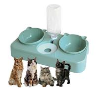 Cuencos de agua y comida para gatos, dispensador automático de agua 3 en 1, dispensador de comida para gatos, juego de cuencos para mascotas, juego de cuencos inclinados ajustables de 0 a 8°, juego de