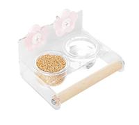 Cuencos de alimentación dobles para pájaros, tazas de agua extraíbles y barra de perca para cacatúas, tortolitos, loros, jaula, comedero para pájaros con tazas extraíbles